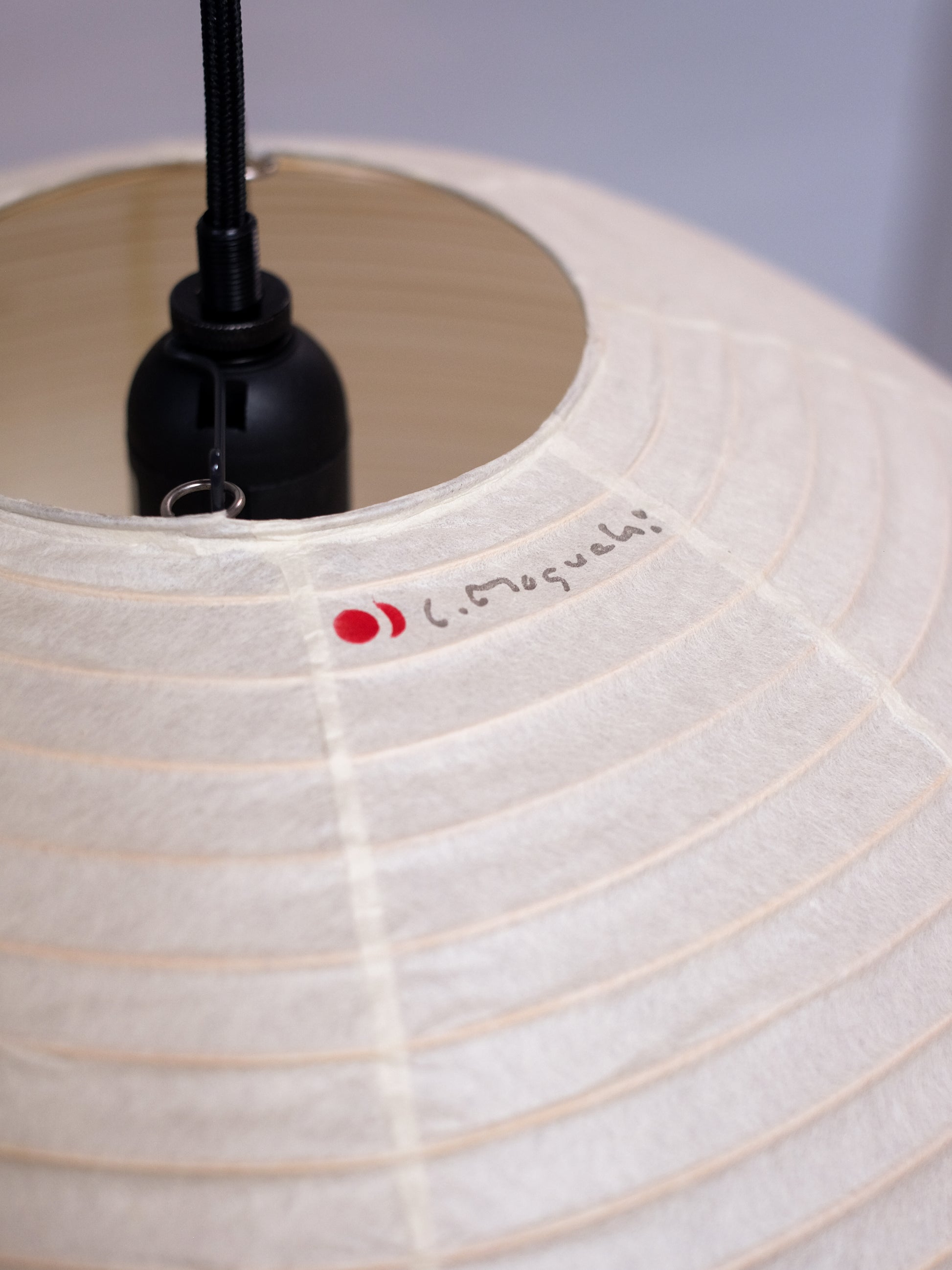 Akari 30A shade for light fixture, beige fabric lampshade, designed for Akari lighting brand, showcasing soft, diffused light.