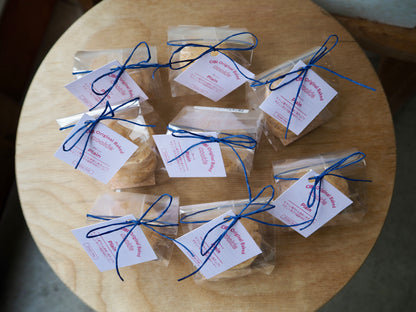 Japanese rice flour plain cookies from CIBI Tokyo Store, three crispy cookies with a golden-brown surface and simple presentation.