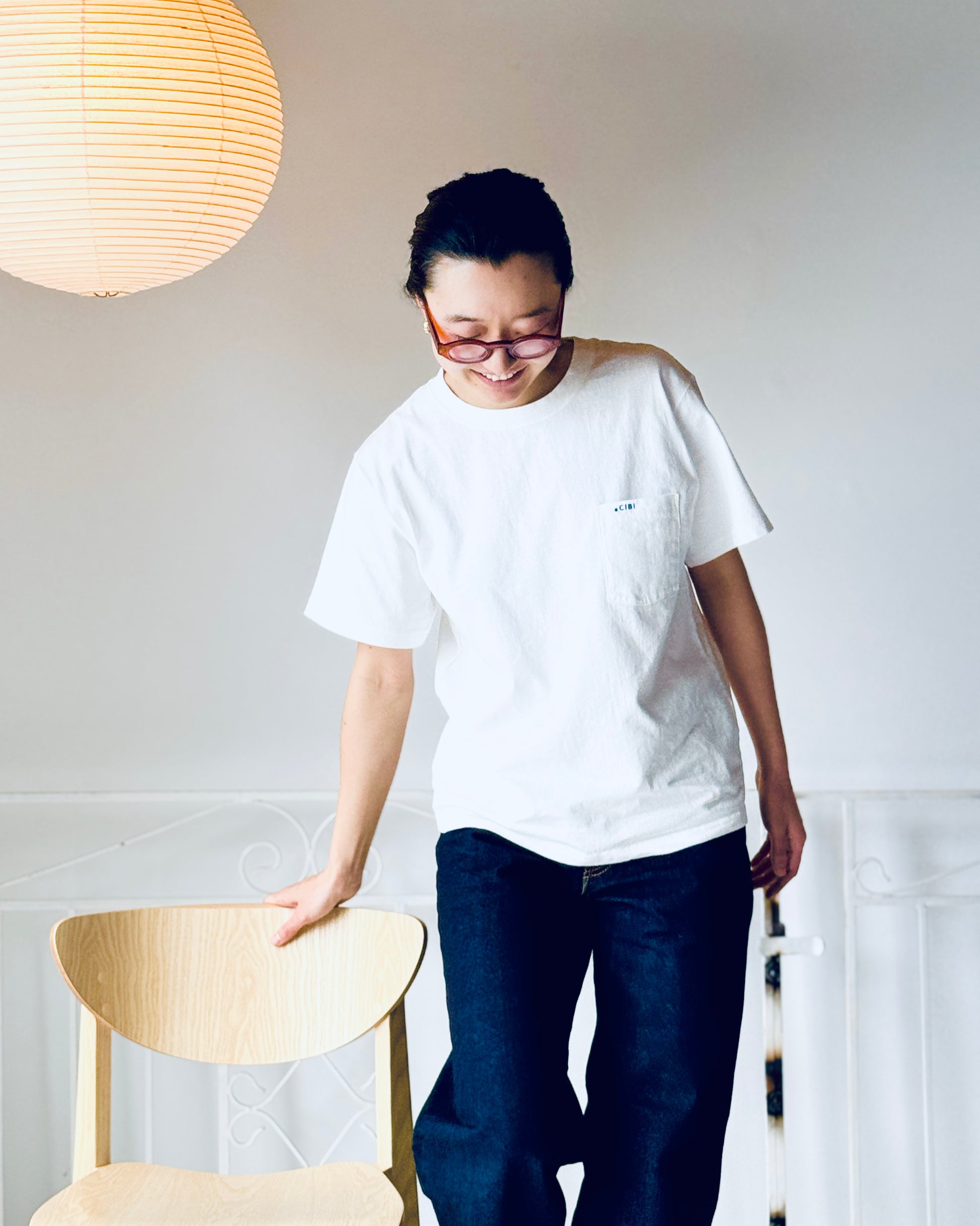 Akari 45A lamp shade by Akari, showcasing the elegant, minimalist design of the light shade in neutral color.