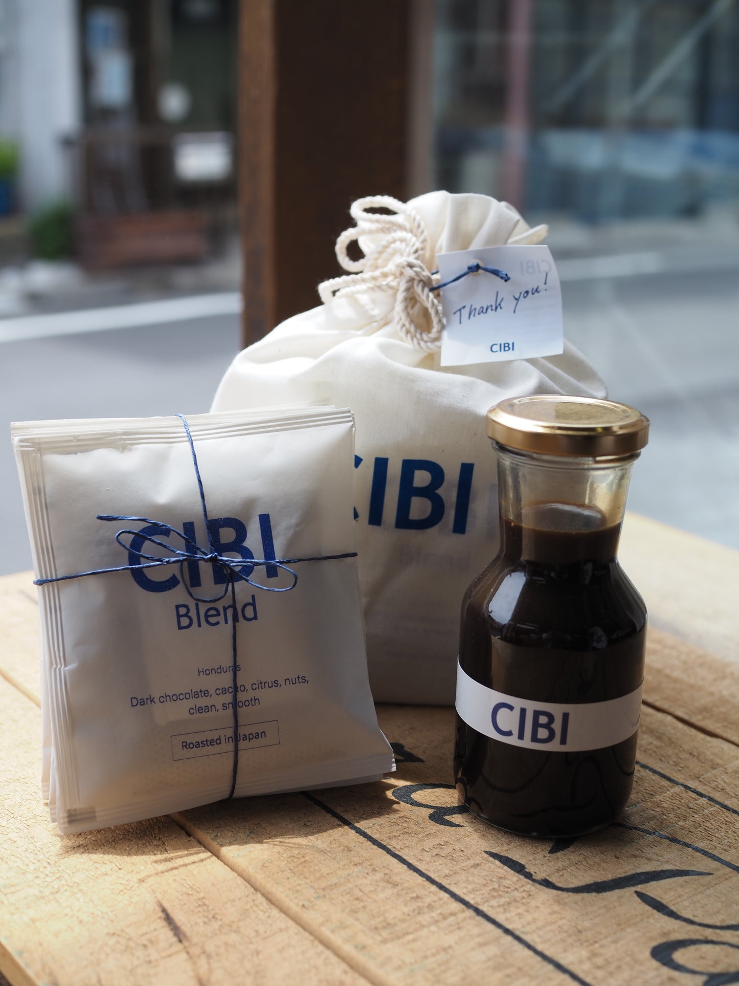 CIBI コーヒータイムドリップバッグ5枚とコーヒーシロップ入りのミニコットンバッグのセット