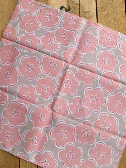 Fuwari cotton furoshiki with plum blossom pattern by Kamawanu, medium size, traditional Japanese wrapping cloth featuring floral design.