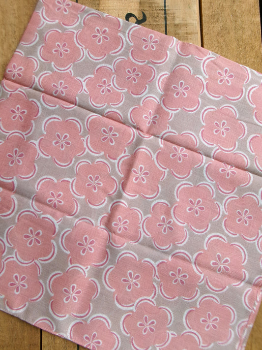 Fuwari cotton furoshiki with plum blossom pattern by Kamawanu, medium size, traditional Japanese wrapping cloth featuring floral design.
