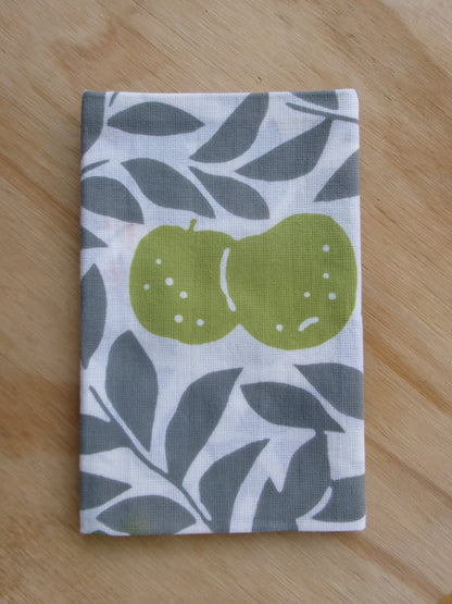 Japanese tenugui cloth featuring a traditional Japanese pear (和梨) design by Kamawanu, showcasing intricate patterns and soft fabric.