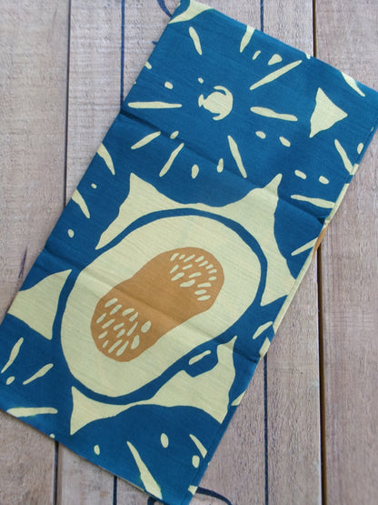 Traditional Japanese tenugui towel with orange pumpkin and gourd patterns by Kamawanu, featuring vibrant fall-inspired designs.